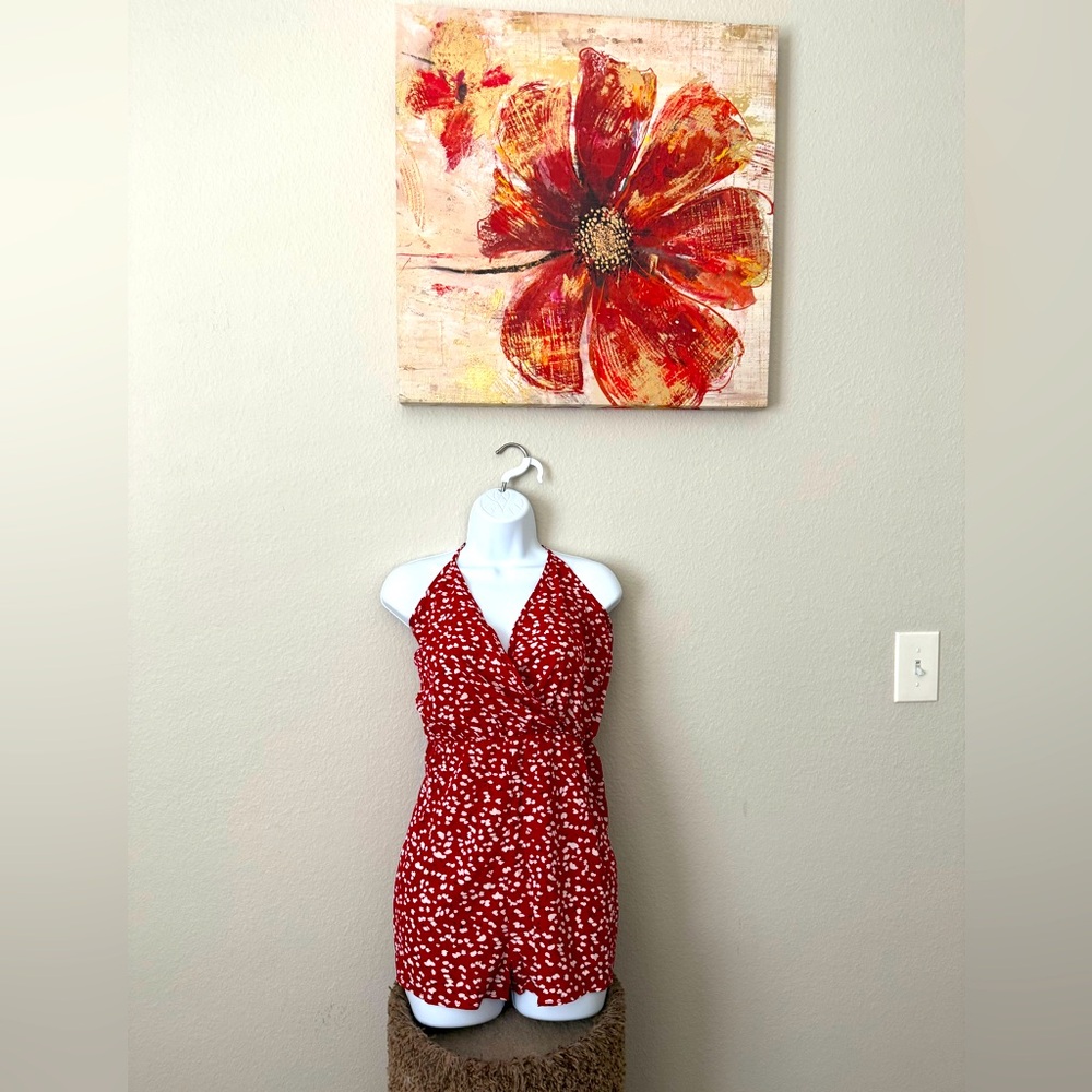 Red Halter Neck Romper